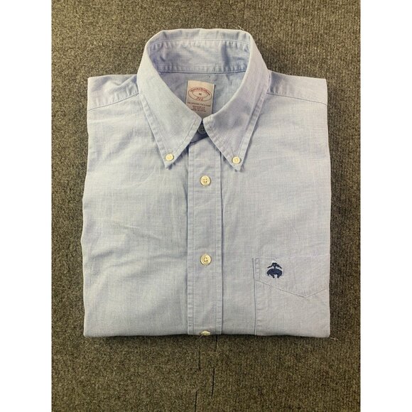Brooks Brothers 346 Mens 100% Cotton Long Sleeve Button Down Shirt Size M Blue - Picture 1 of 9